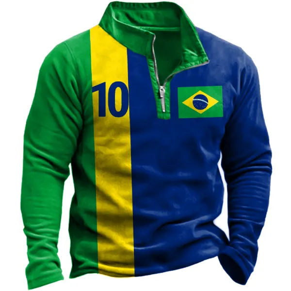Men's 2022 World Cup Brazil Flag Soccer Sweatshirt - Anurvogel.com 
