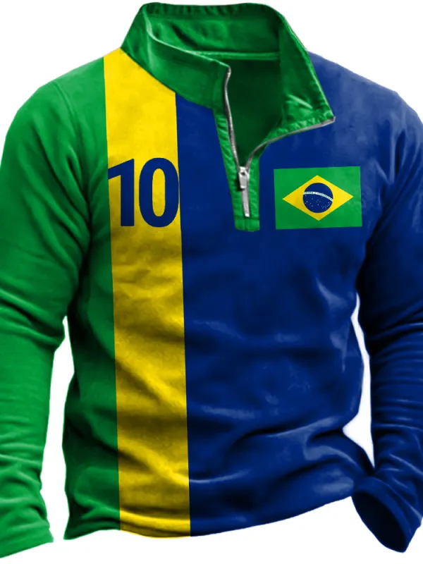 Men's 2022 World Cup Brazil Flag Soccer Sweatshirt - Simplyion.com 