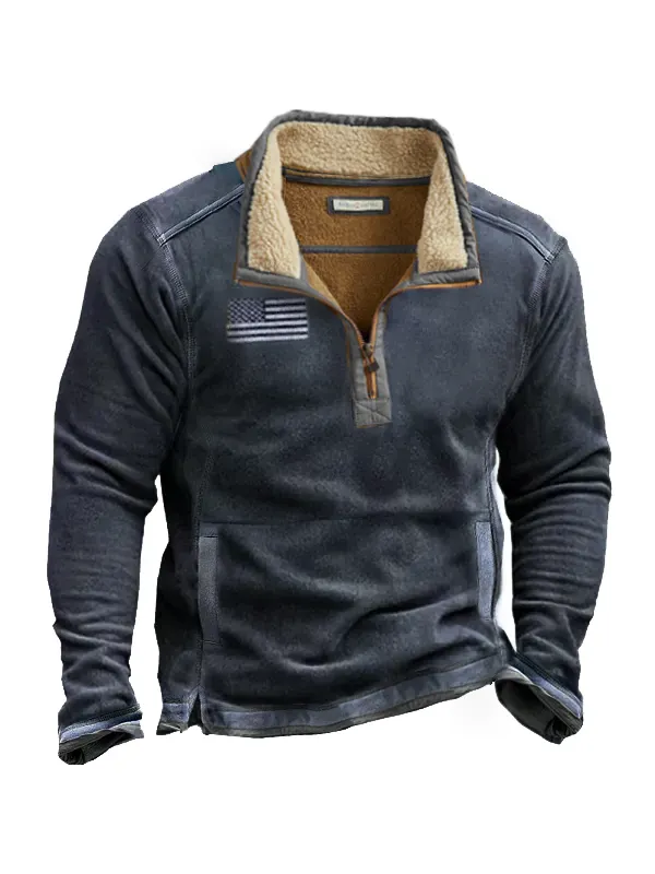 Outdoor Fleece Zippered Half Collar Tactical Men's Sweatshirt - Realyiyi.com 