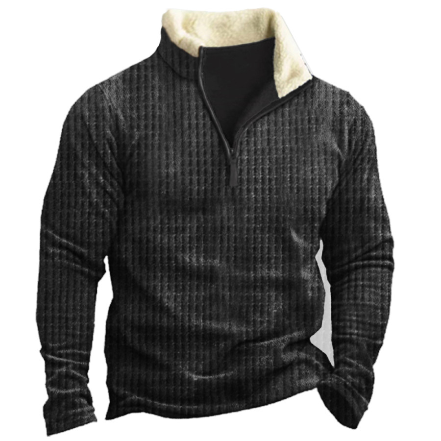 

Men's Vintage Waffle Zip Neck Sweatshirt