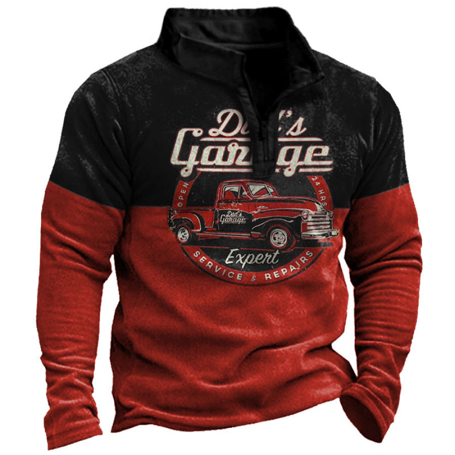 

Men's Vintage Dad's Garage Print Quarter Zip Sweatshirt