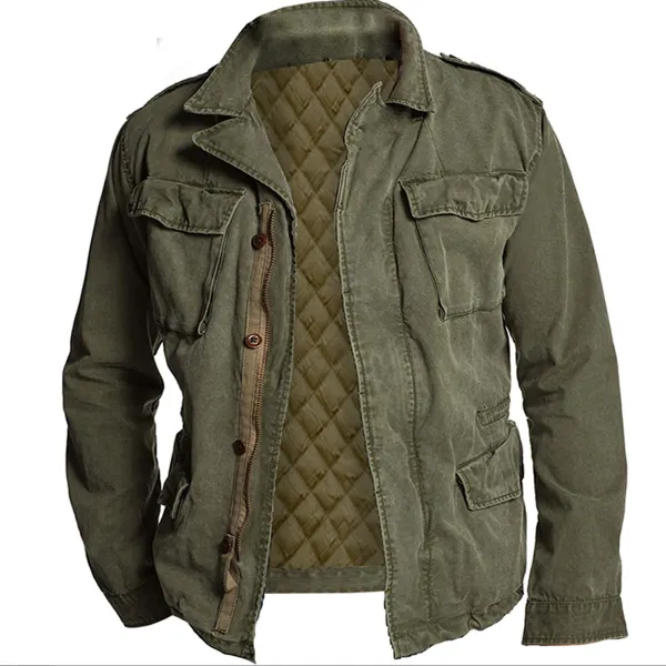 Men's Vintage Distressed Long Sleeve Jacket - Kalesafe.com 