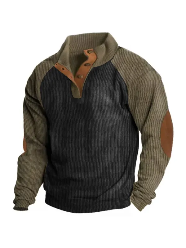 Men's Outdoor Raglan Sleeves Casual Stand Collar Sweatshirt - Realyiyi.com 