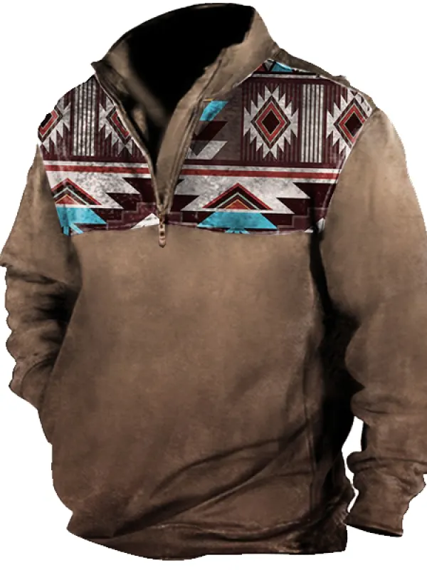 Men's Aztec Quarter Zip Winter Sweatshirt - Pragmaace.com 
