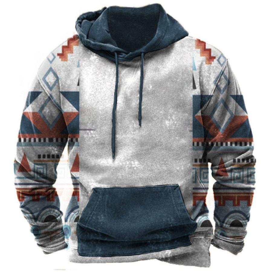 

Men's Vintage Aztec Nautical Print Hoodie