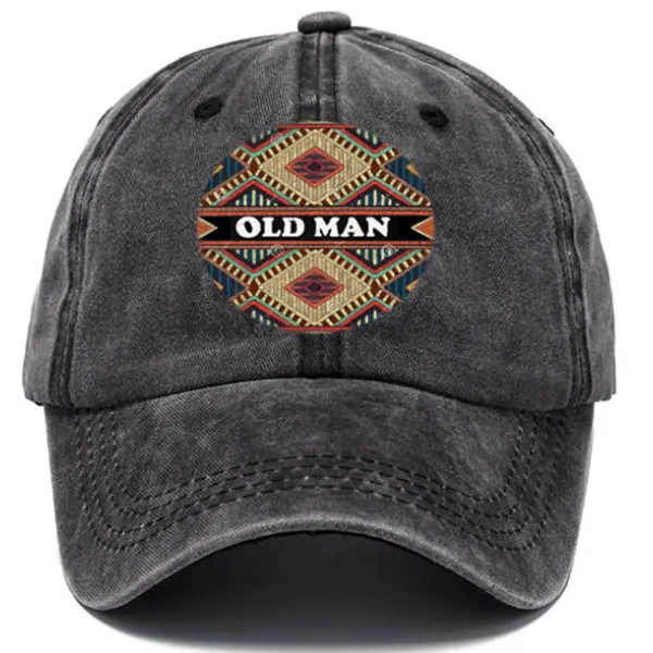 Men's Retro Old Man Ethnic Print Sun Hat - Elementnice.com 