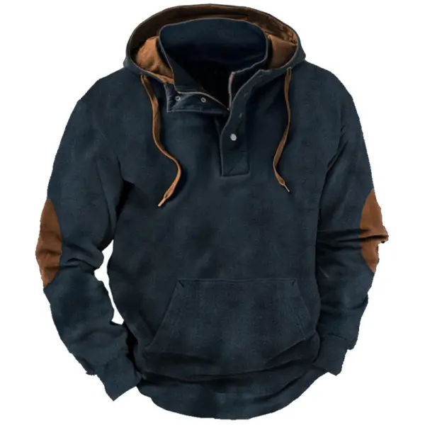 Men's Vintage Colorblock Stand Collar Hoodie Only $28.89 - Wayrates.com 