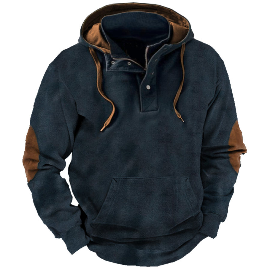 

Men's Vintage Colorblock Stand Collar Hoodie