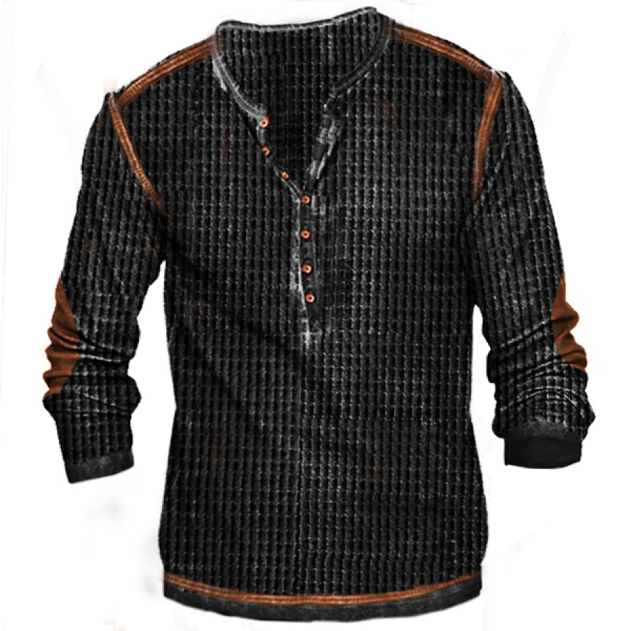 

Men's Vintage Waffle Knit Tactical Henley T-Shirt