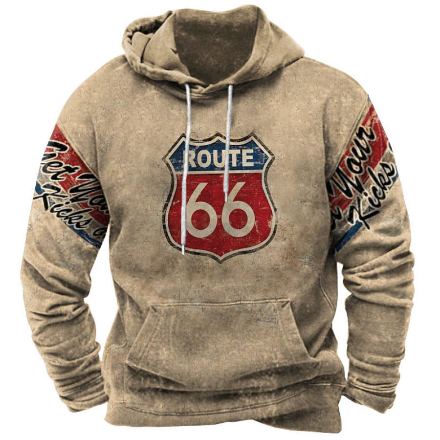 

Men's Vintage Route 66 Print Hoodie