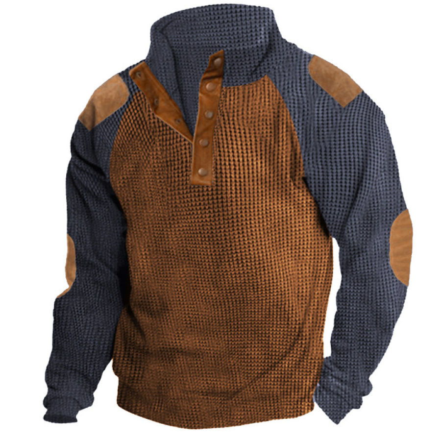 

Men's Training Colorblock Waffle Lapel Sweatshirt