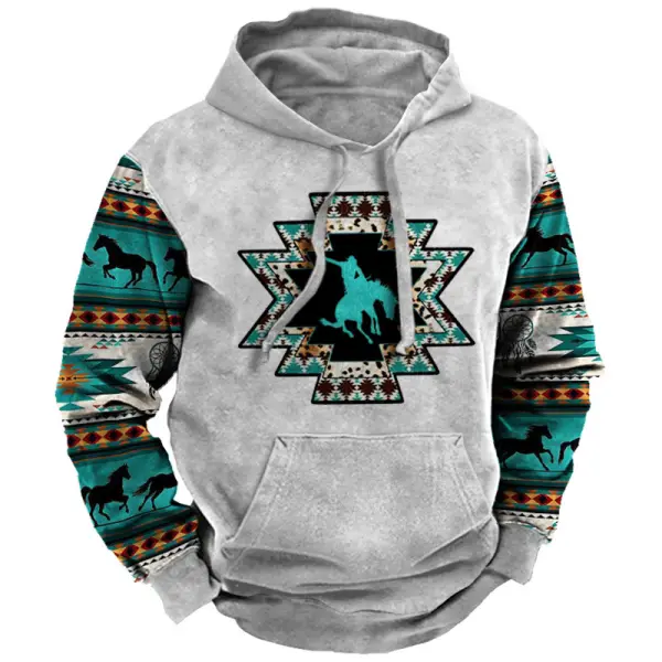 Men's Cowboy Ethnic Print Casual Hoodie Only $31.89 - Wayrates.com 
