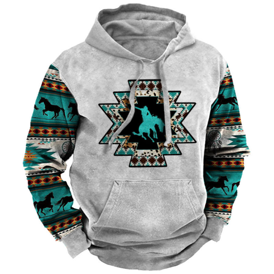 

Men's Cowboy Ethnic Print Casual Hoodie