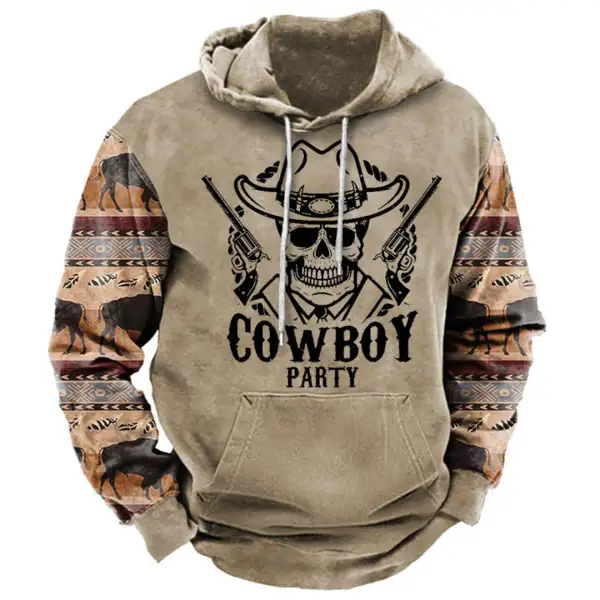 Men's Western Cowboy Party Print Hoodie - Kalesafe.com 