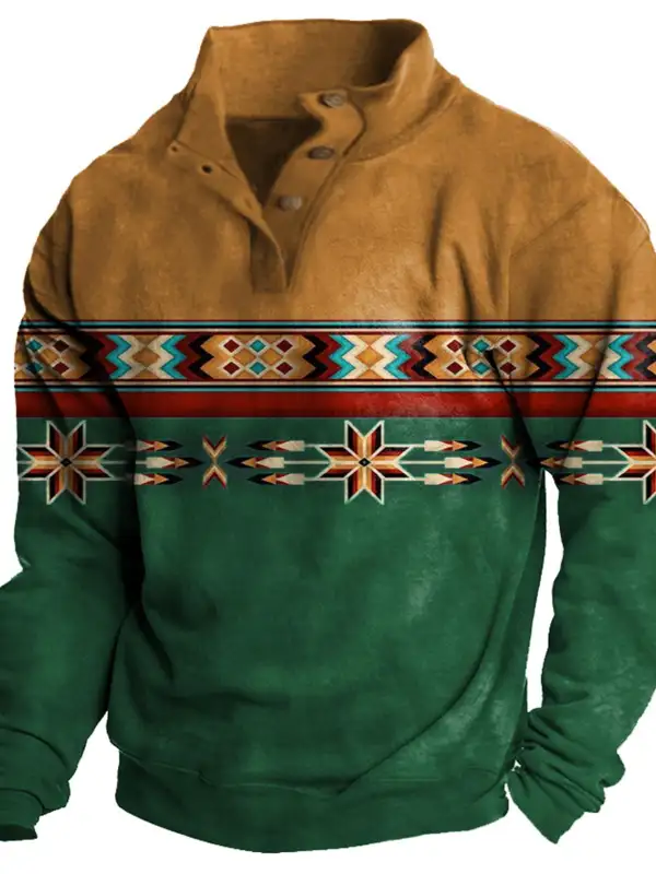Men's Vintage Ethnic Aztec Print Sweatshirt - Simplyion.com 