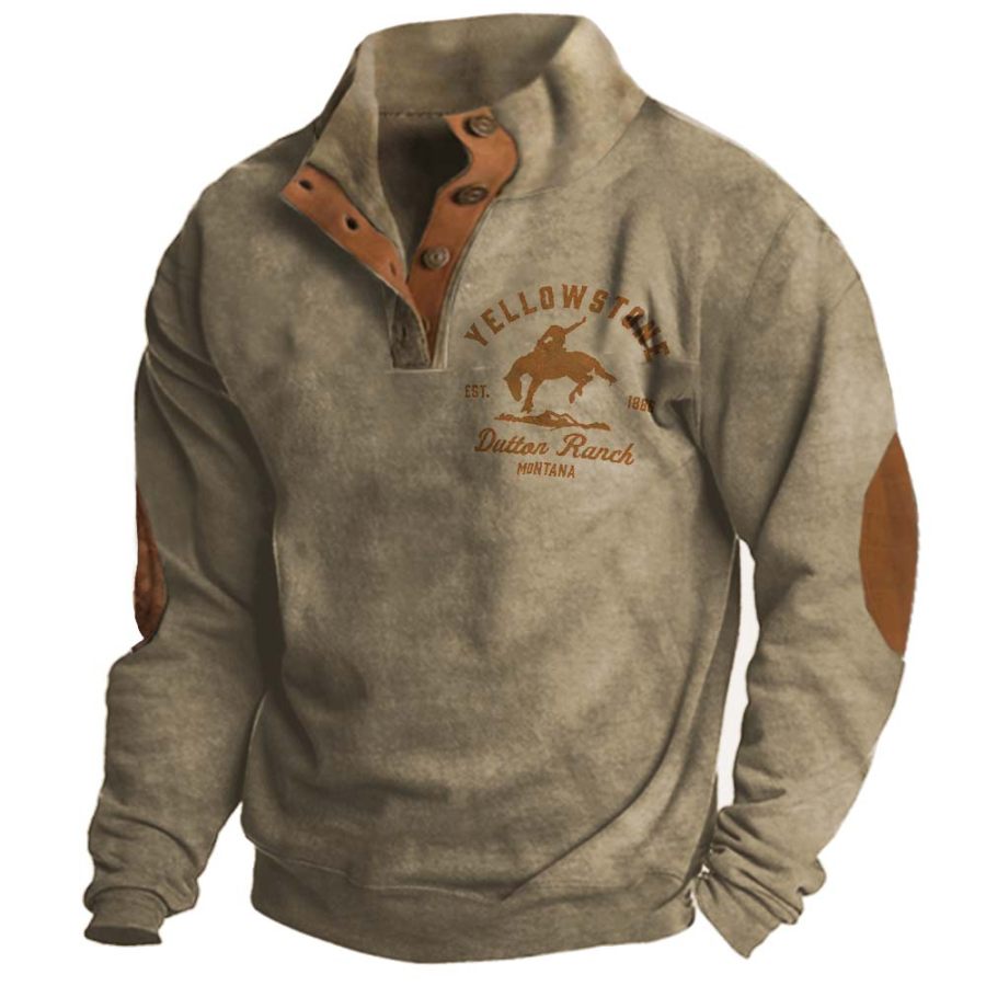 

Men's Vintage America Western Yellowstone Stand Collar Sweatshirt