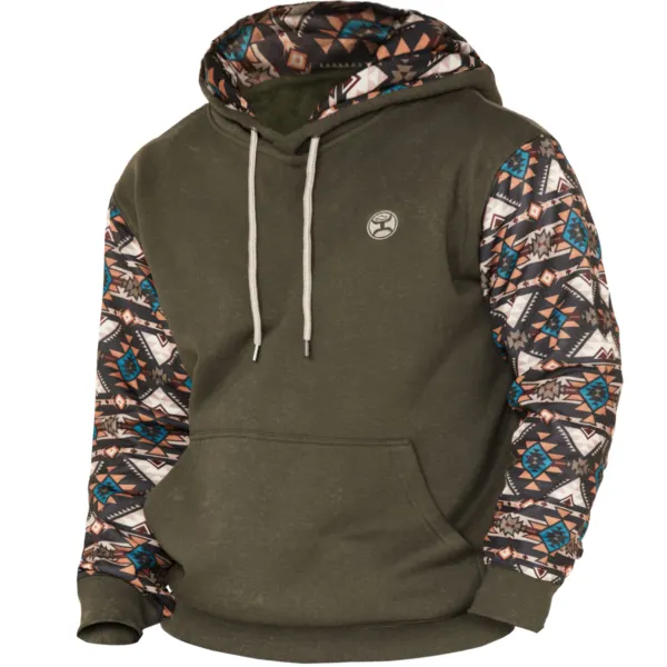 Men's Outdoor Western Print Hoodie - Mosaicnew.com 
