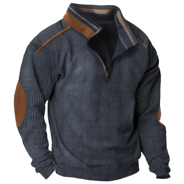 Men's Outdoor Casual Colorblock Stand Collar Zipper Sweatshirt Only $21.89 - Wayrates.com 