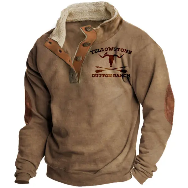 Cowboy Aztec Men's Lapel Sweatshirt - Mosaicnew.com 