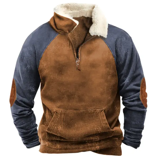 Men's Outdoor Casual Colorblock Zipper Fleece Neck Sweatshirt Only $23.89 - Wayrates.com 