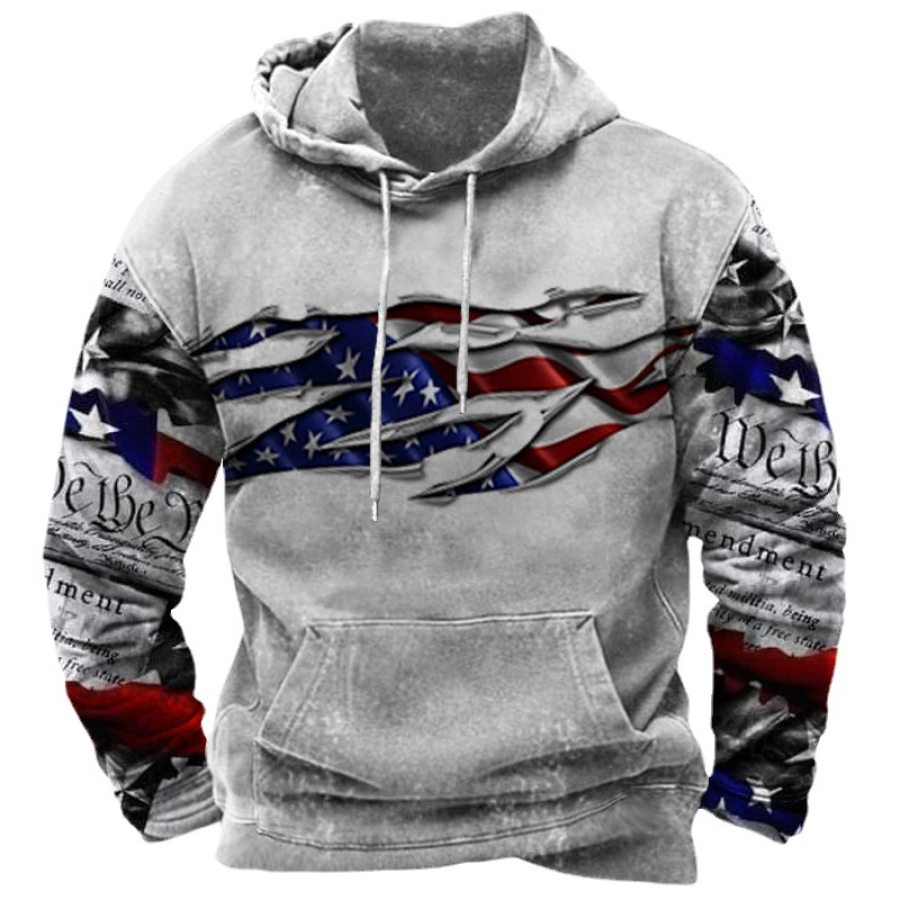 

Men's Vintage American Flag Print Casual Hoodie