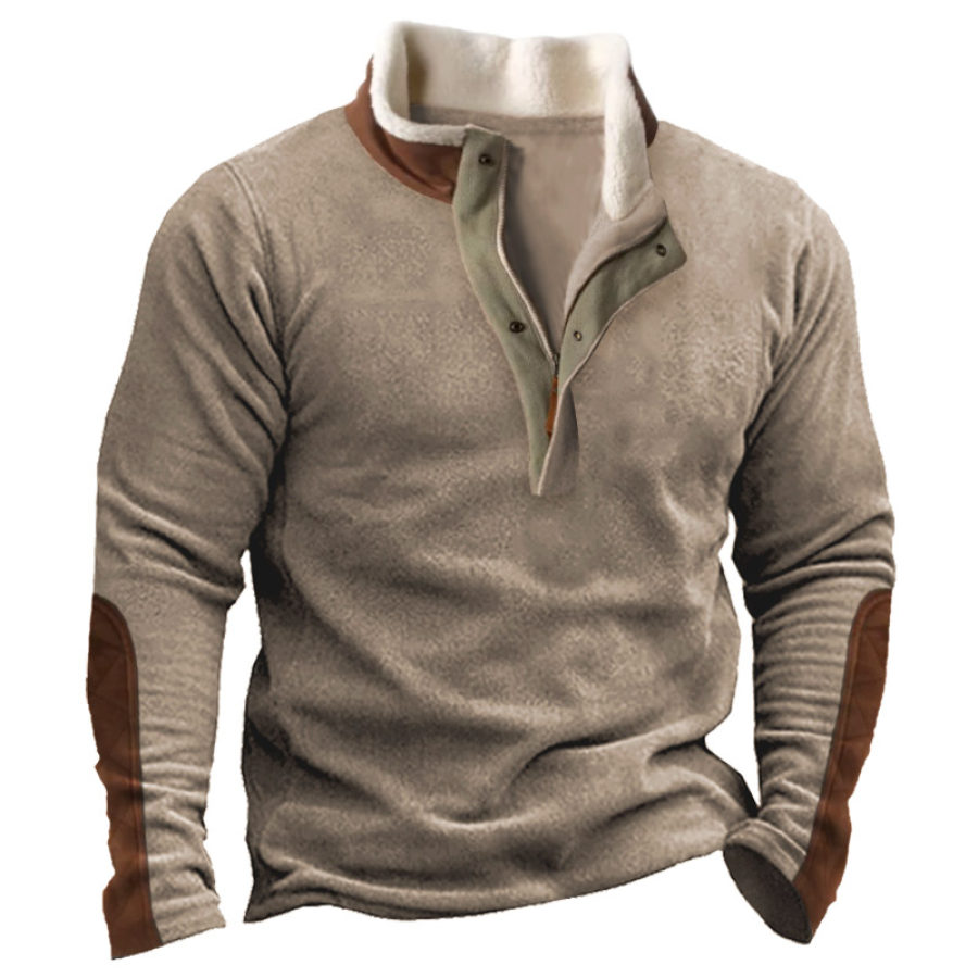 

Men's Outdoor Colorblock Casual Fleece Neck Sweatshirt