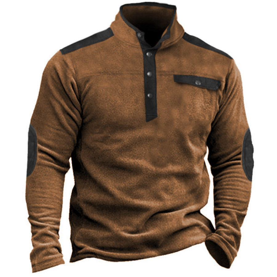 

Men's Outdoor Fleece Warm Colorblock Snap Sweatshirt