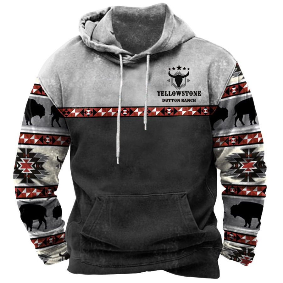 

Men's Outdoor Yellowstone Cowboy Print Hoodie