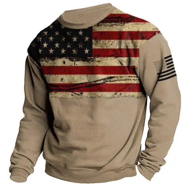 Men's Retro American Flag Print Casual Sweatshirt Only $29.89 - Wayrates.com 