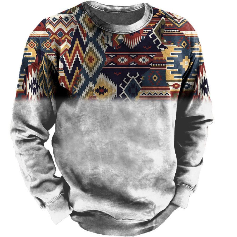 

Men's Vintage Ethnic Print Sweatshirt