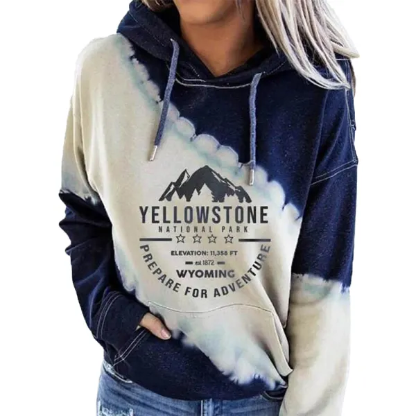 Women's Yellowstone Park Print Hooded Sweatshirt - Cotosen.com 