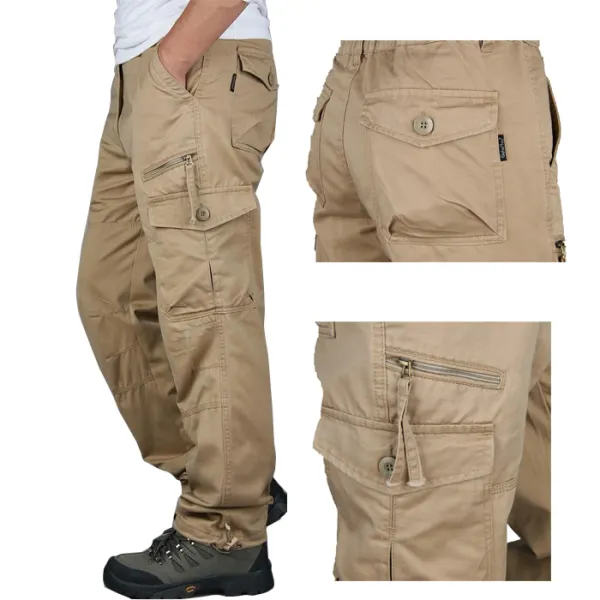Men's Outdoor Multi Pocket Cotton Cargo Pants - Elementnice.com 