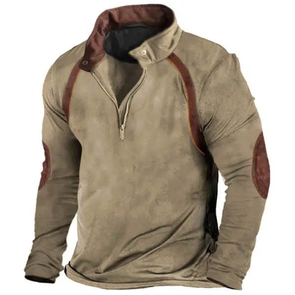 Men's Retro Colorblock Casual Quarter Zip T-Shirt Only $23.89 - Wayrates.com 