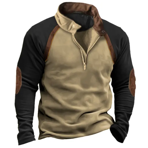 Men's Vintage Colorblock Casual Quarter Zip Sweatshirt Only $21.89 - Wayrates.com 