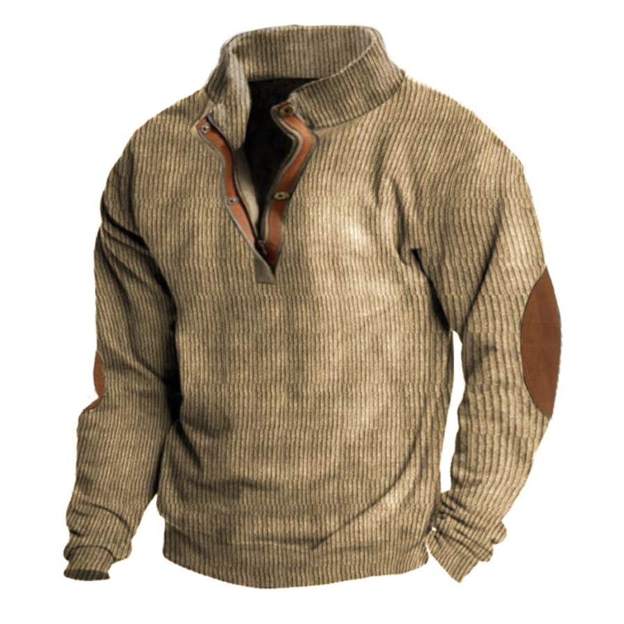 

Men's Vintage Colorblock Zipper Stand Collar Sweatshirt