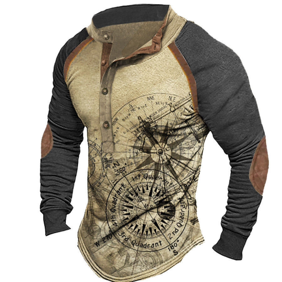 

Men's Vintage AutoWheel III Henley Stand Collar T-Shirt
