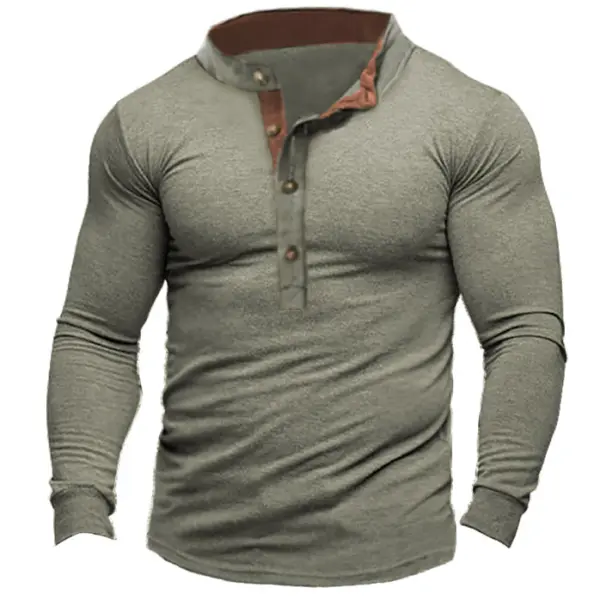 Men's Outdoor Tactical Henley Long Sleeve T-Shirt - Elementnice.com 