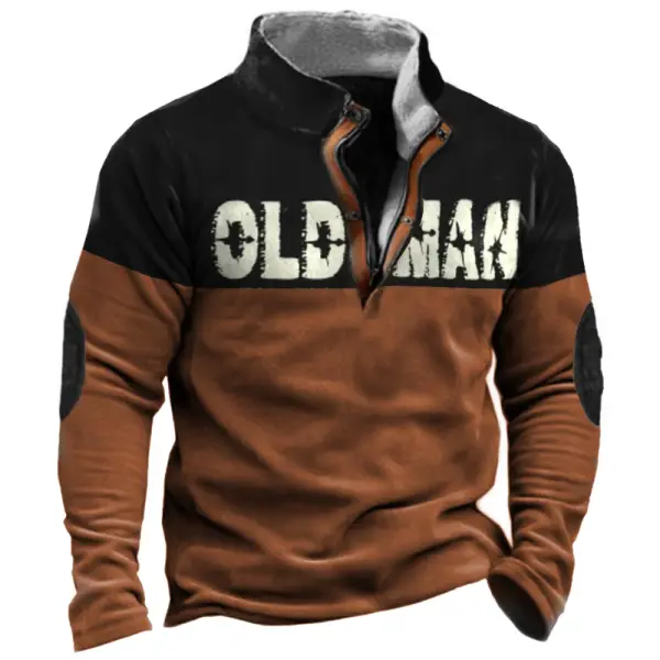 Old Man Men's Vintage Colorblock Zipper Stand Collar Sweatshirt Only $36.89 - Wayrates.com 