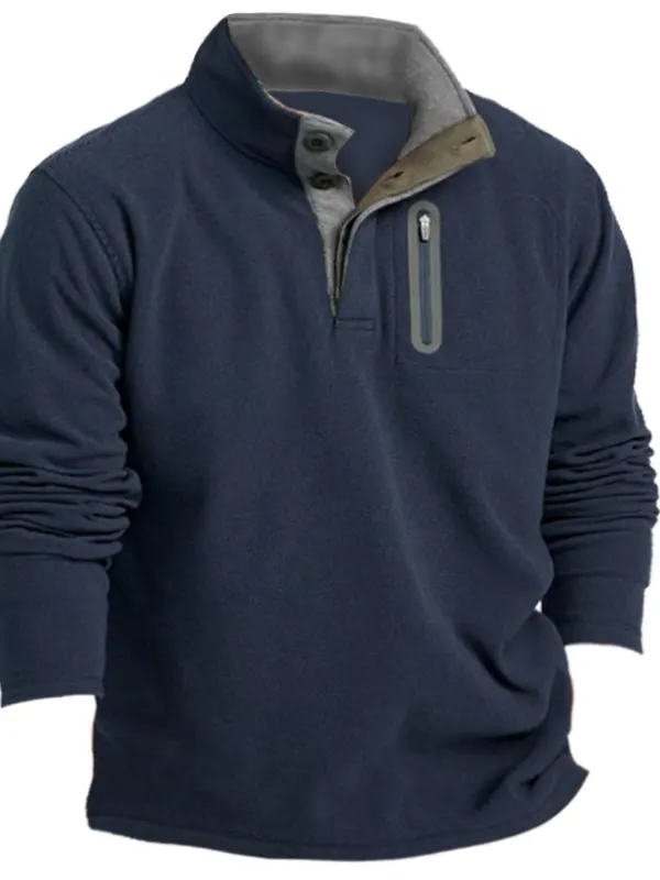 Men's Outdoor Fleece Warm Stand Collar Sweatshirt - Menbarn.com 
