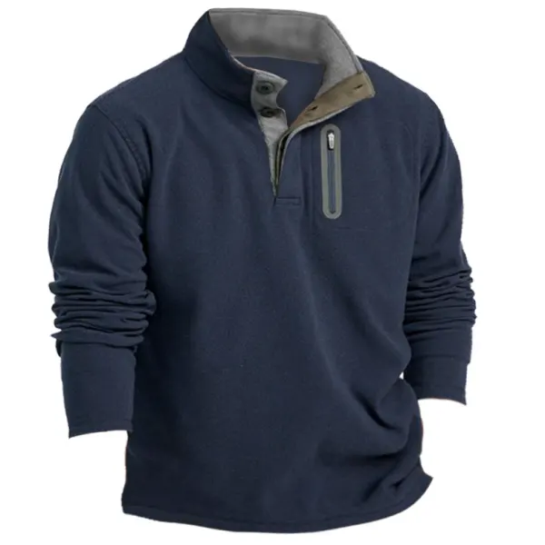 Men's Outdoor Fleece Warm Stand Collar Sweatshirt - Honeylop.chimpone.com 
