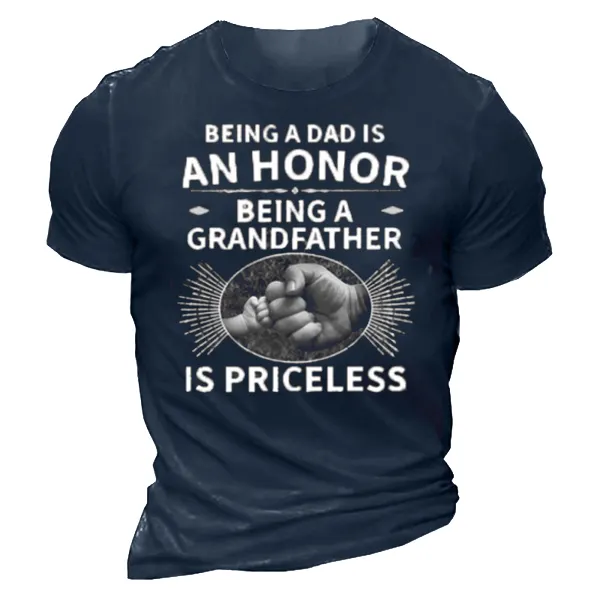 Being A Dad Is An Honor Being A Grandfather Is Priceless Men's T-Shirt - Cotosen.com 