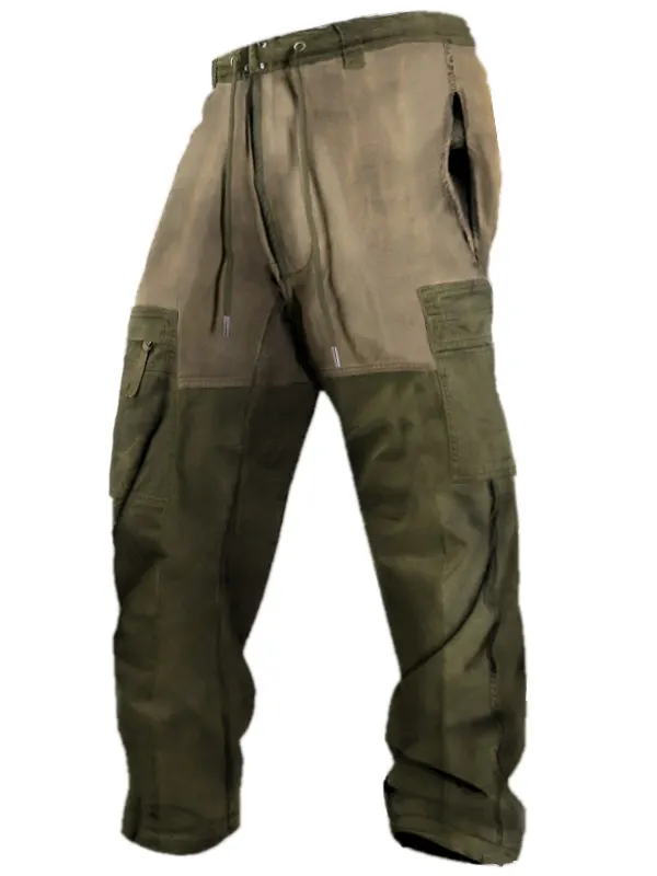 Men's Vintage Panel Lace-up Cargo Pants - Wantbright.com 