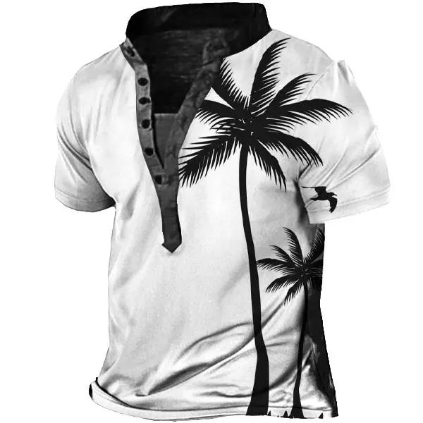 Men's Outdoor Coconut Beach Henley Shirt - Elementnice.com 