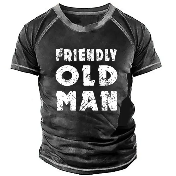Men's Vintage OLD MAN Round Neck Short Sleeve T-Shirt Only $20.89 - Wayrates.com 