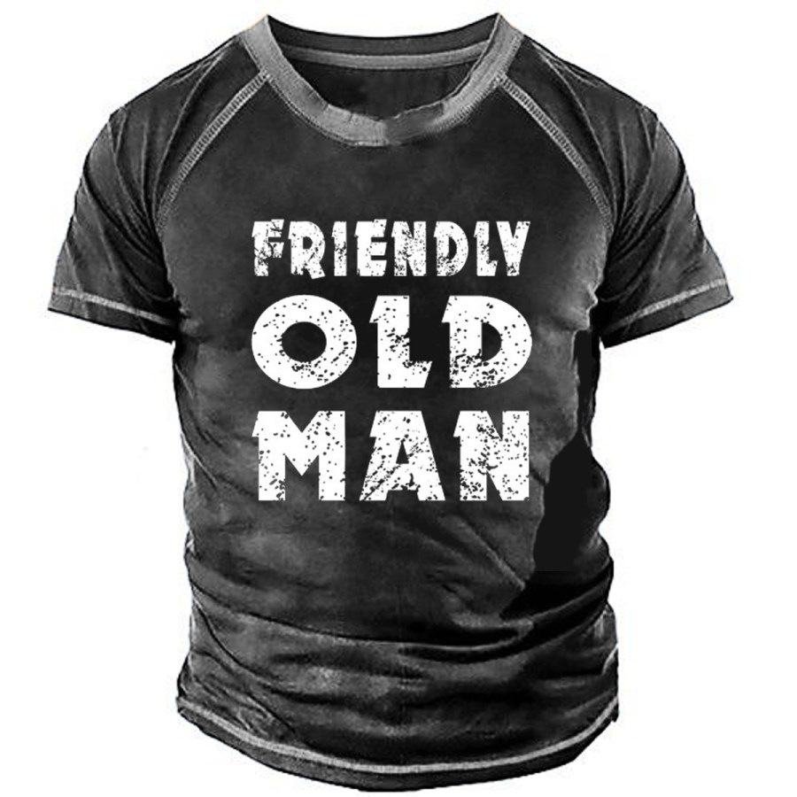 

Men's Vintage OLD MAN Round Neck Short Sleeve T-Shirt