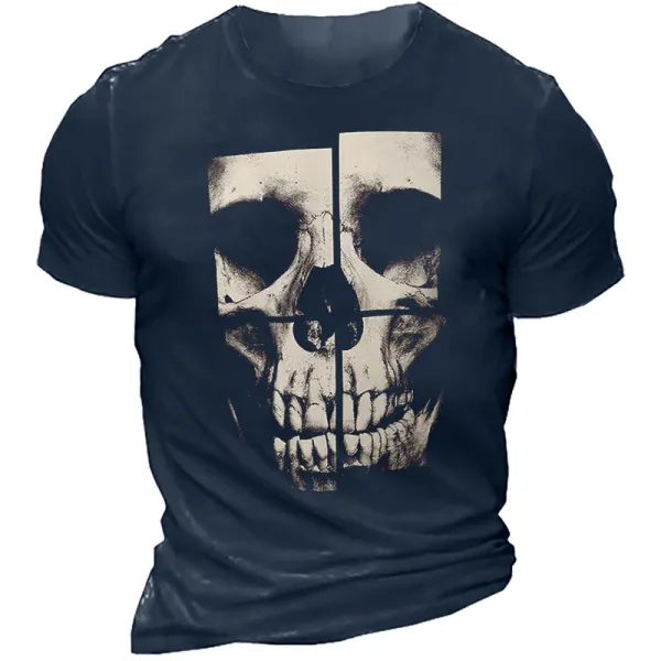 Men's Vintage Skull Print Crewneck T-Shirt Only $15.89 - Wayrates.com 