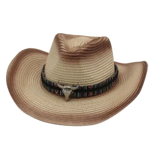 Men's Outdoor Western Cowboy Foldable Straw Hat - Elementnice.com 