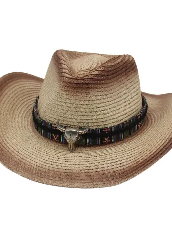 Men's Outdoor Western Cowboy Foldable Straw Hat - Simplyion.com 