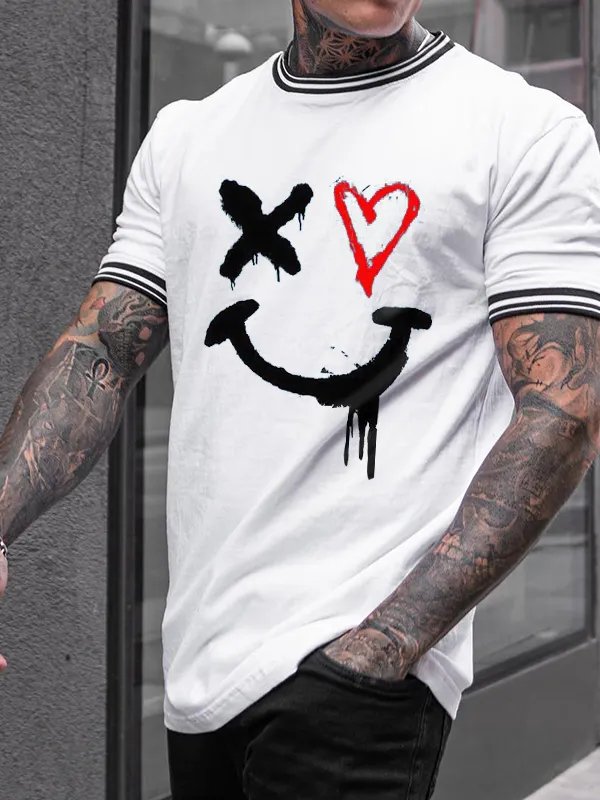 Emoji Printed Contrast Men's T-shirt - Sunshinetip.com 