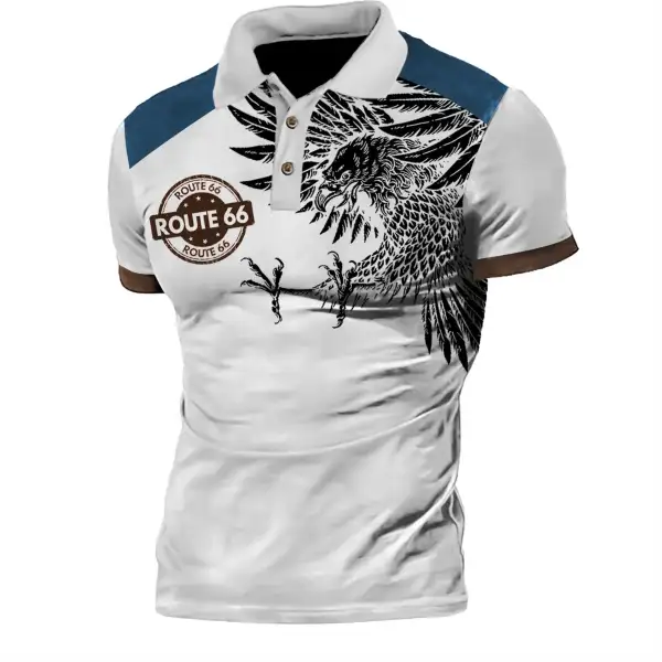 Men's Vintage Route 66 Eagle Print Polo T-Shirt Only $25.89 - Wayrates.com 